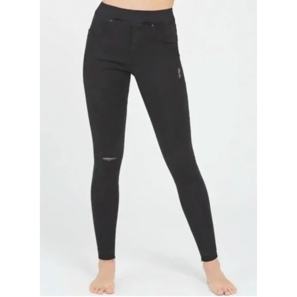 SPANX Perfect Skinny Jeans NWT High Rise Pull On Shaping Stretch Denim Black Med